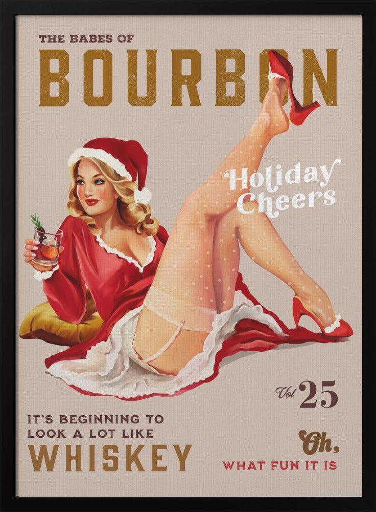 Holiday Bourbon Vintage Christmas Pinup Canvas Wall Art | Babes of Bourbon Vol 25 Holiday Cheer Christmas Pinup
