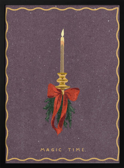 Wall art Candle with bow and spruce sprigs Canvas Print