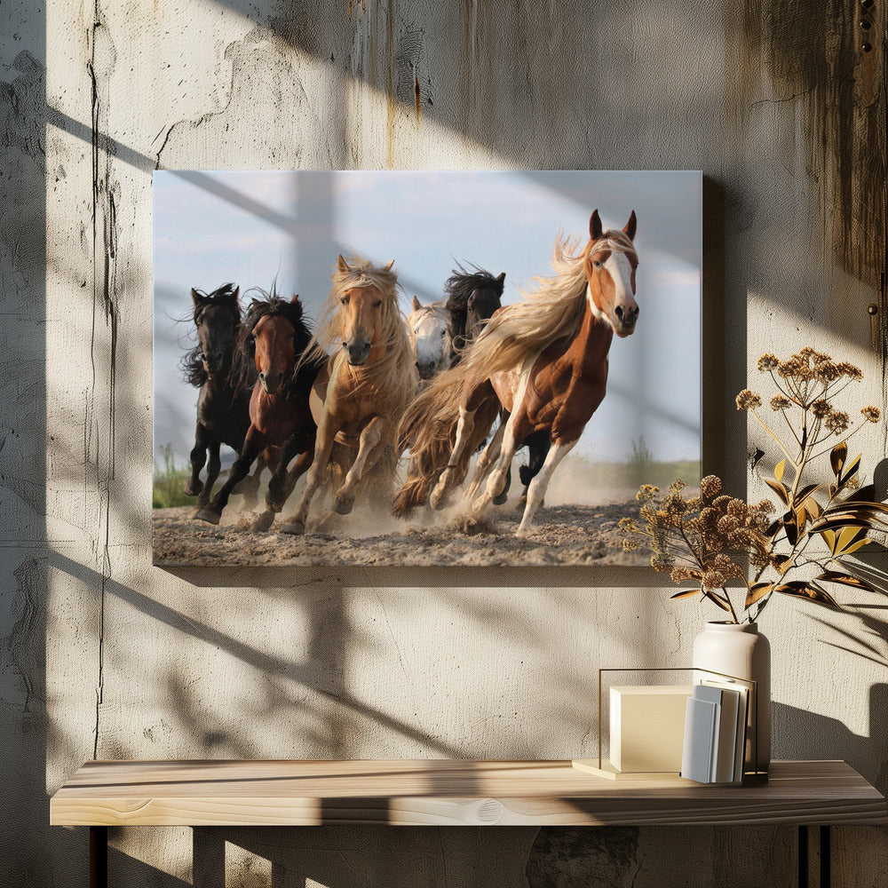 Art mural Six chevaux porte-bonheur