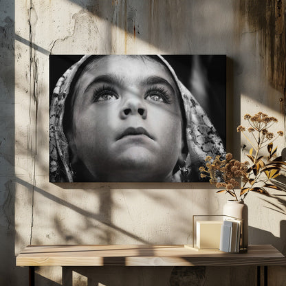 Wall art Girl with Sardinian traditional veil