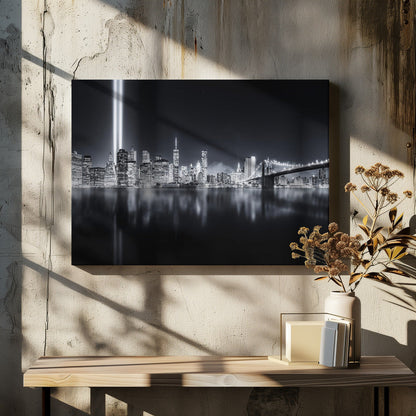 Unforgettable 9-11 | Manhattan Skyline Black & White Canvas Wall Art