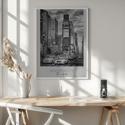 Black and White Times Square Street Scene Canvas Wall Art | NEW YORK CITY Times Square