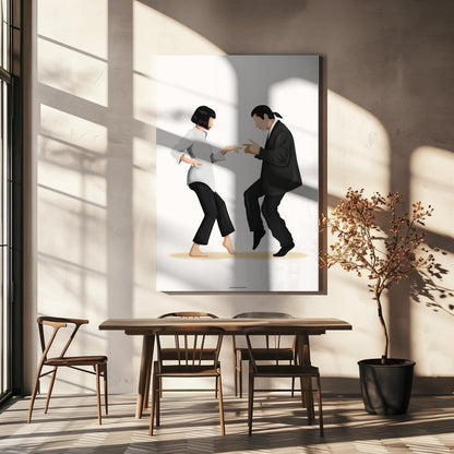 Pulp Fiction Dance Scene Canvas Wall Art | Mia & Vincent Minimalist Pop Culture Print