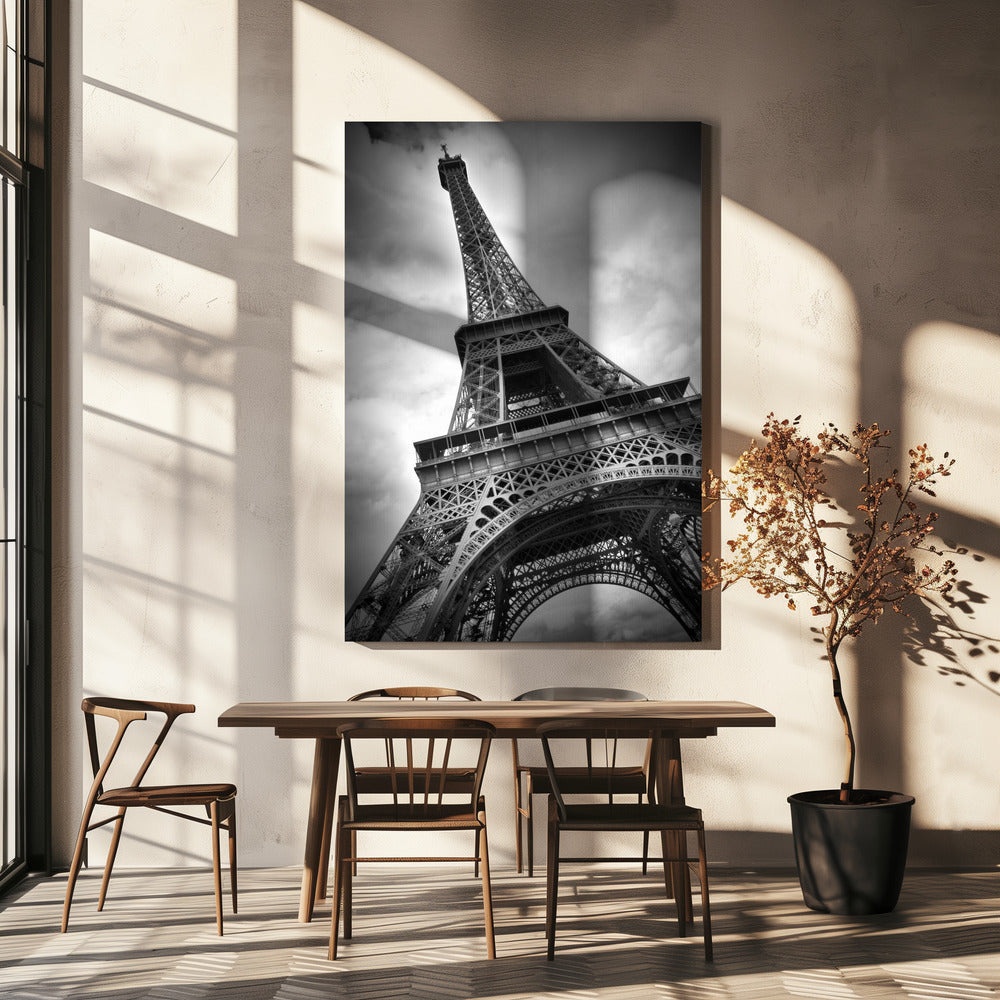 Paris Eiffel Tower Canvas Wall Art | Black and White