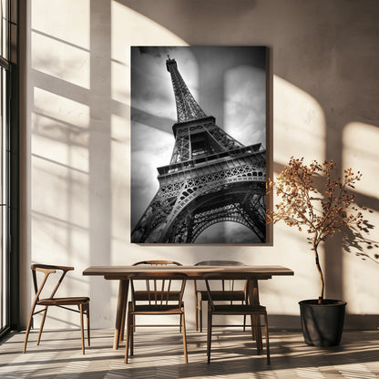 Paris Eiffel Tower Canvas Wall Art | Black and White