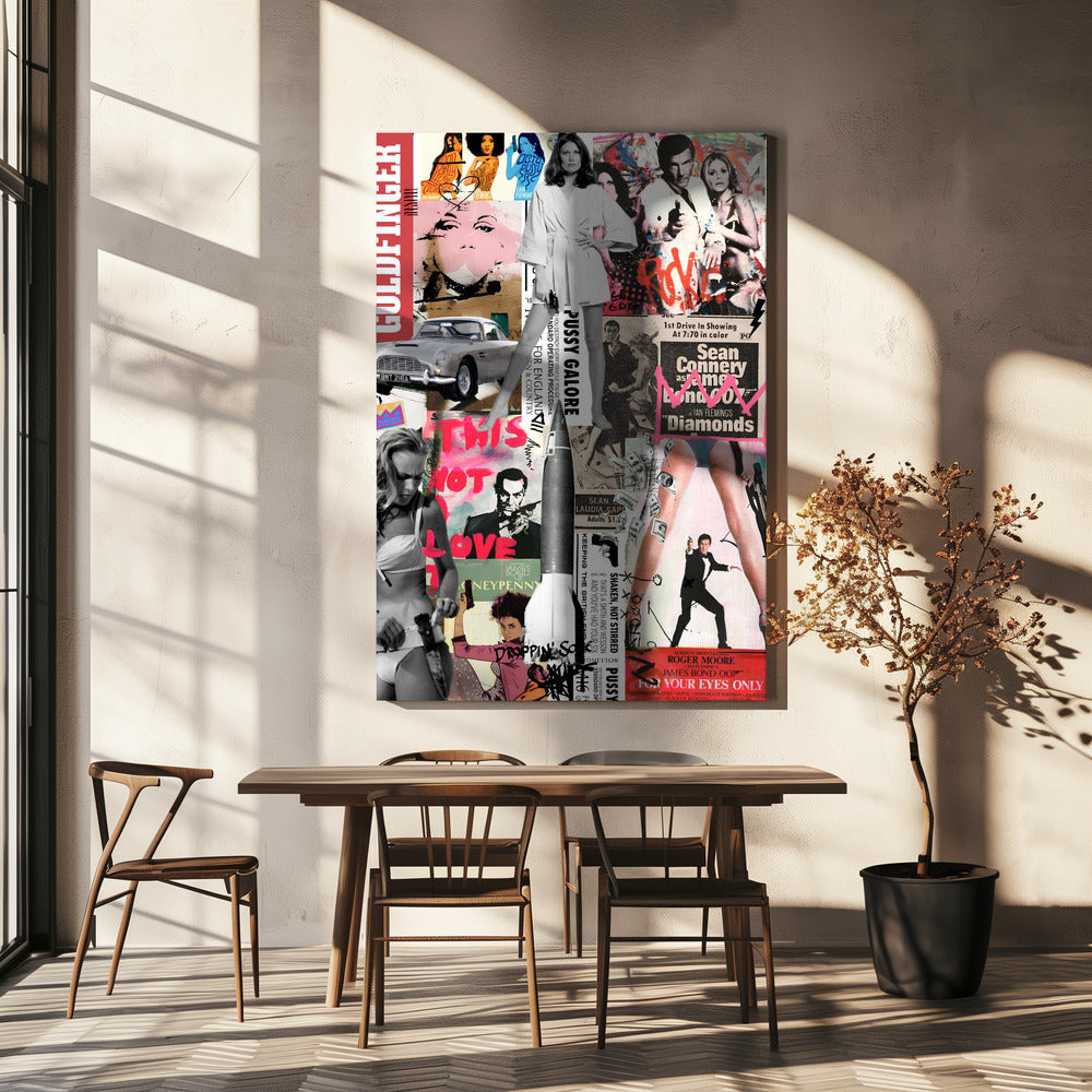 James Bond Vintage Film Poster Collage Canvas Wall Art | The Name's Bond