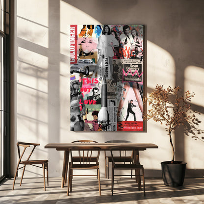 James Bond Vintage Film Poster Collage Canvas Wall Art | The Name's Bond