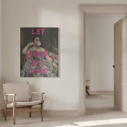 Wall art Let Them Eat Cake, Bubble Gum Vintage Portrait