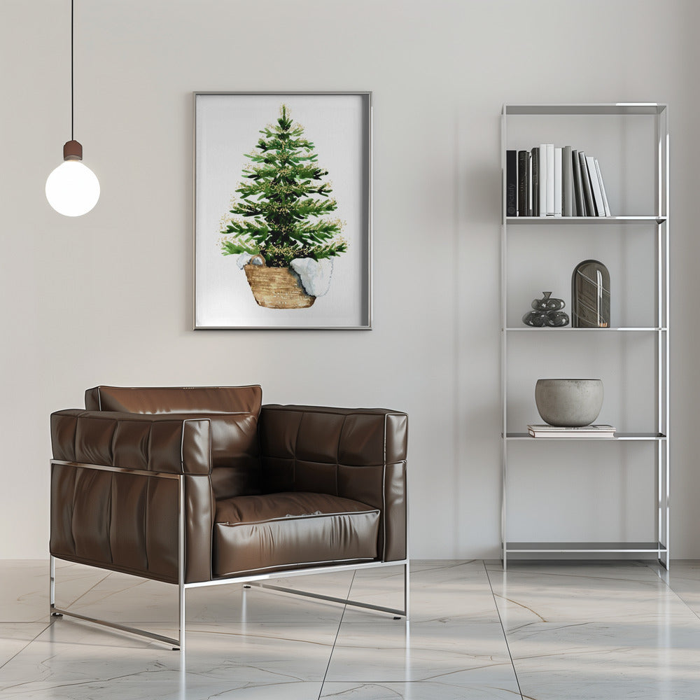 Wall art Cozy watercolor Christmas tree (2) Canvas Print