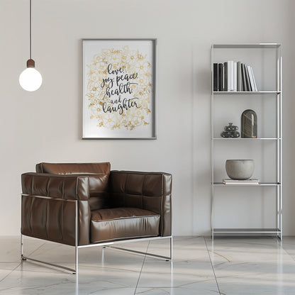 Wall art Holiday wishes with gold flowers Canvas Print