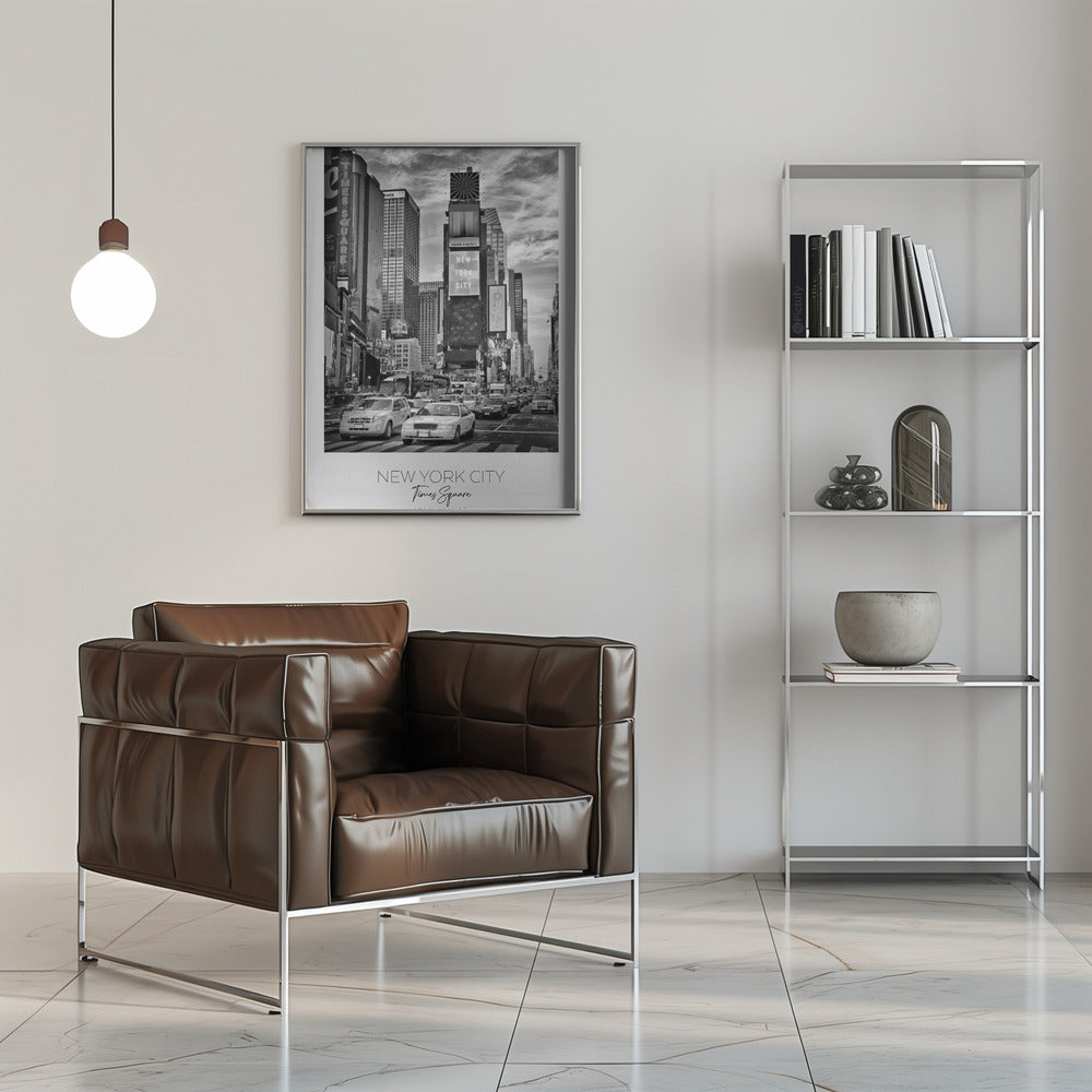 Black and White Times Square Street Scene Canvas Wall Art | NEW YORK CITY Times Square