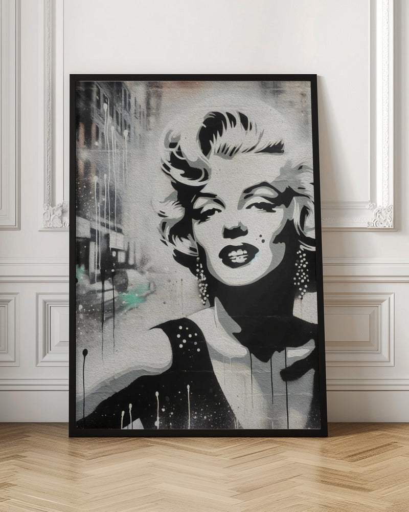 Marilyn Monroe Monochrome Street Art Portrait Canvas Wall Art