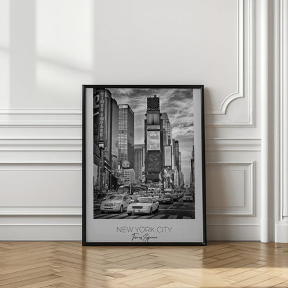 Black and White Times Square Street Scene Canvas Wall Art | NEW YORK CITY Times Square