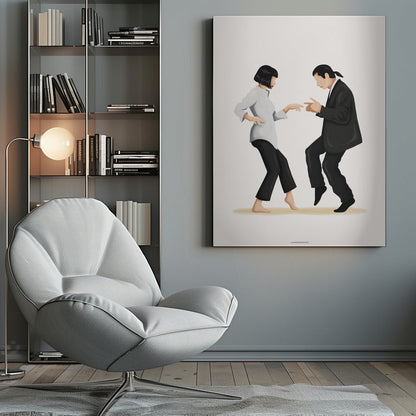 Pulp Fiction Dance Scene Canvas Wall Art | Mia & Vincent Minimalist Pop Culture Print