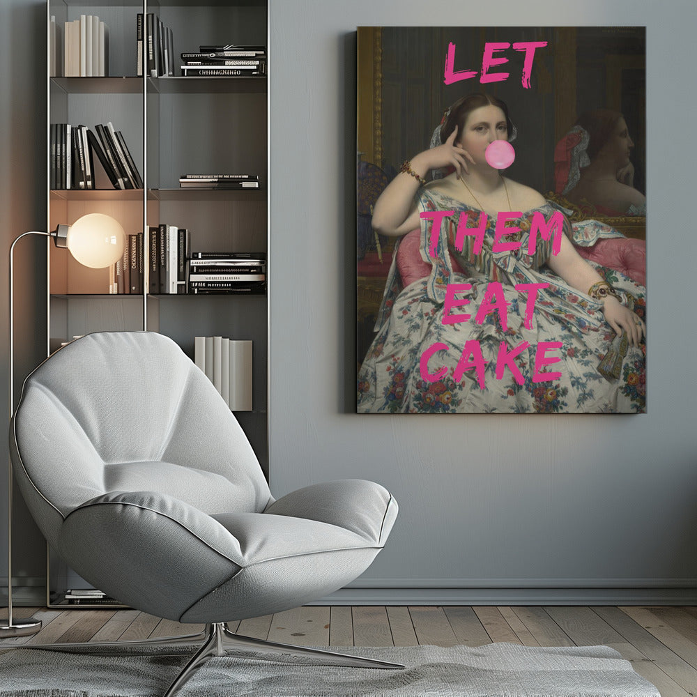 Wall art Let Them Eat Cake, Bubble Gum Vintage Portrait