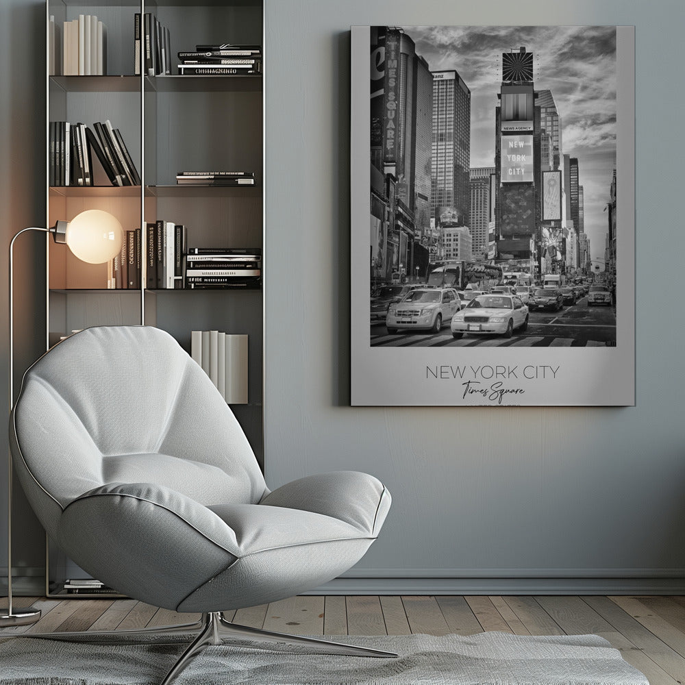Black and White Times Square Street Scene Canvas Wall Art | NEW YORK CITY Times Square