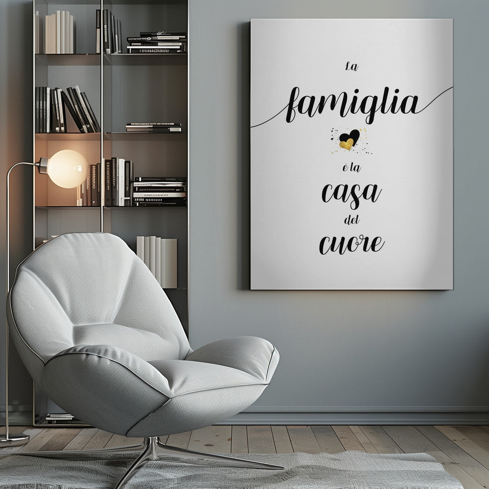 Décoration murale La famille est le foyer du cœur - Tableau sur toile italien