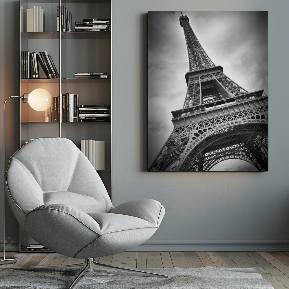 Paris Eiffel Tower Canvas Wall Art | Black and White
