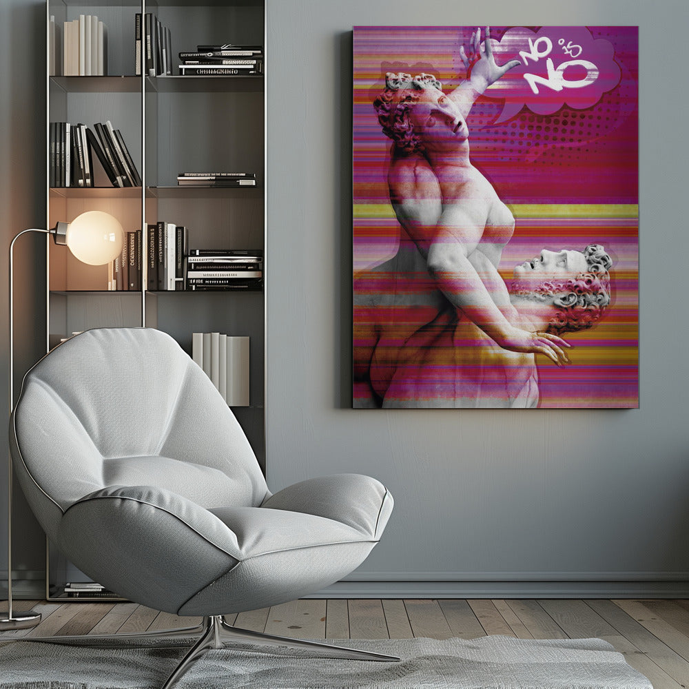 Classical Sculpture with No Is No Typography Canvas Wall Art