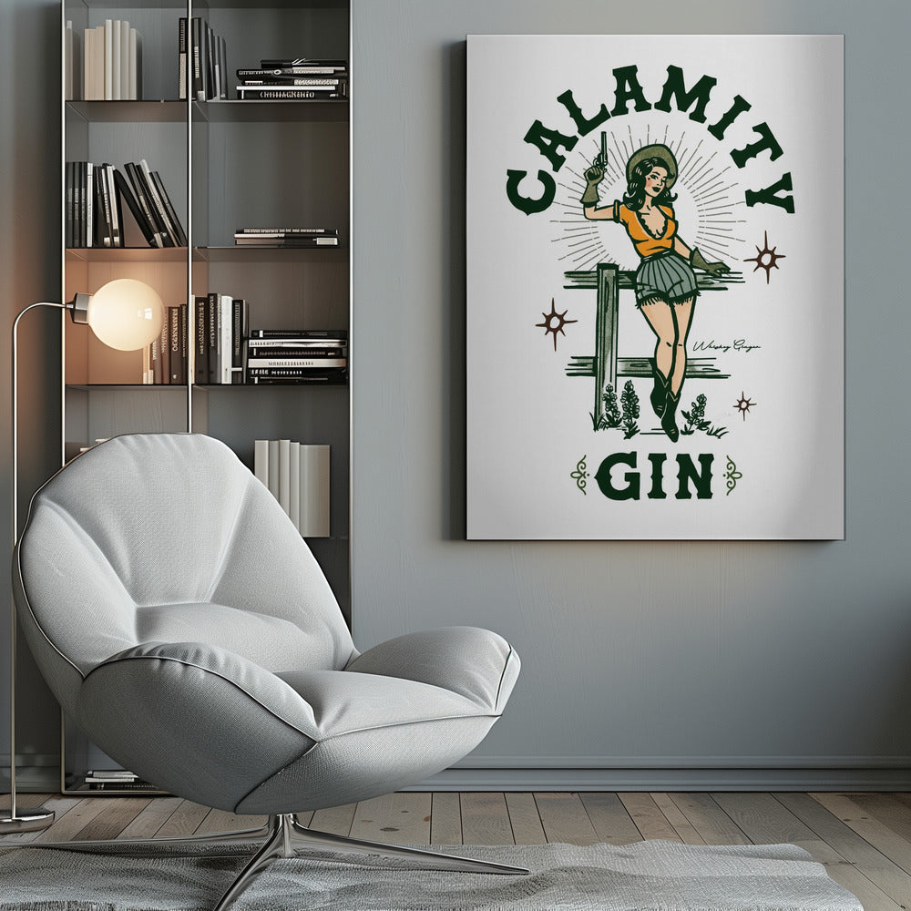 Wall Art Calamity Gin Funny Retro Western Cowgirl