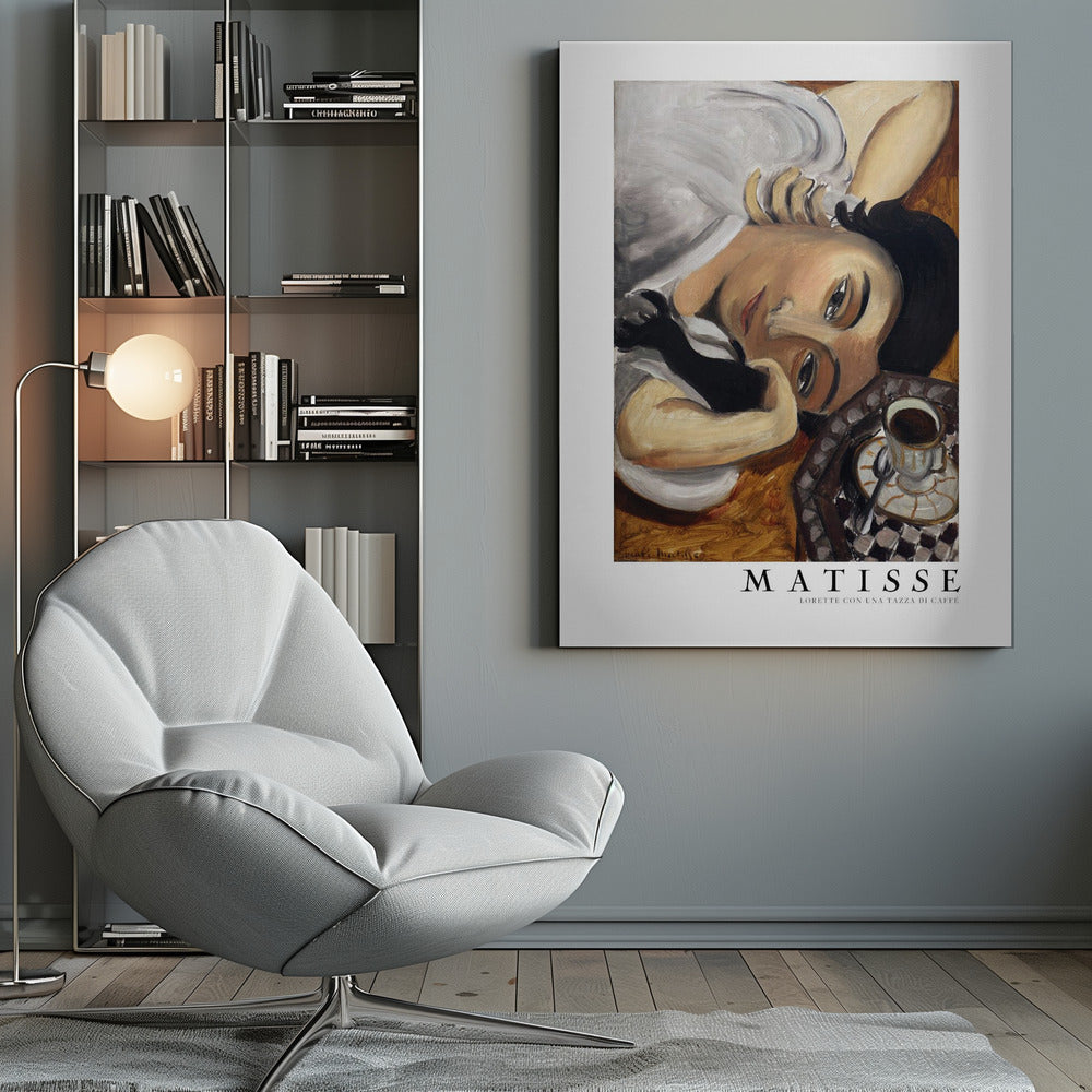 Wall art Lorette Con Una Tazza Di Caffe 1916 Boarder