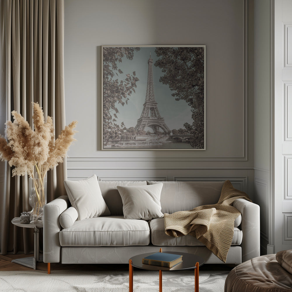 Wall art PARIS Eiffel Tower & River Seine | urban vintage style