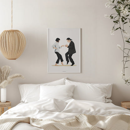 Pulp Fiction Dance Scene Canvas Wall Art | Mia & Vincent Minimalist Pop Culture Print