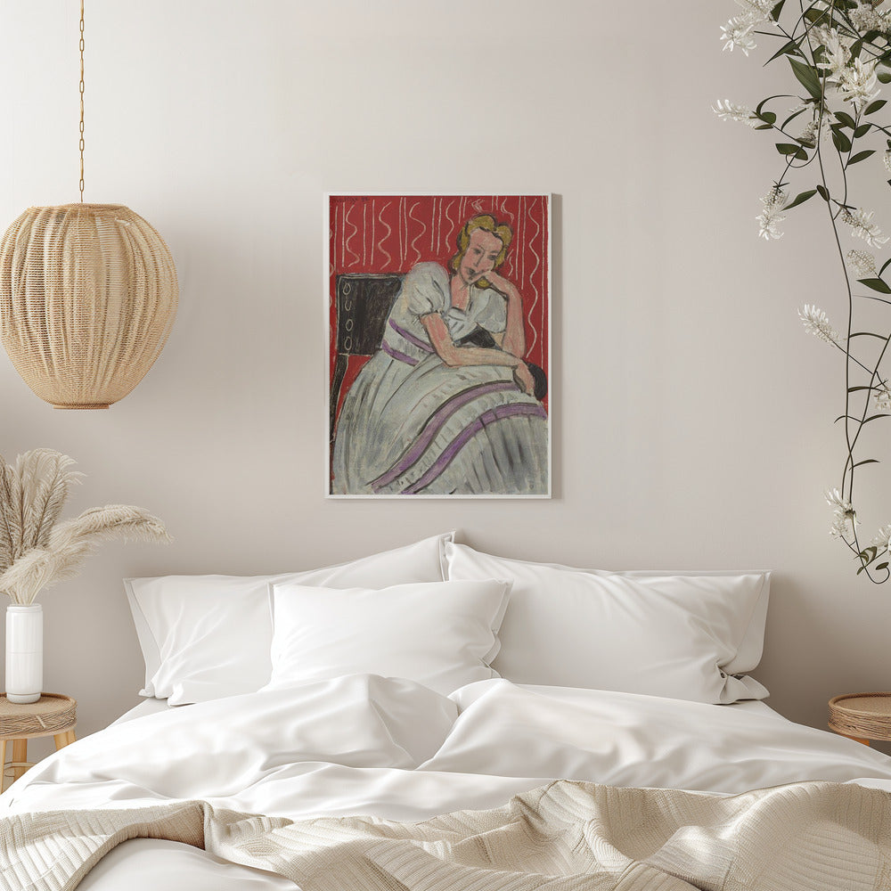 Wall art Jeune Femme Assise En Robe Grise