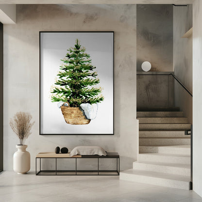 Wall art Cozy watercolor Christmas tree (2) Canvas Print