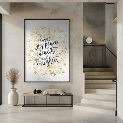 Wall art Holiday wishes with gold flowers Canvas Print