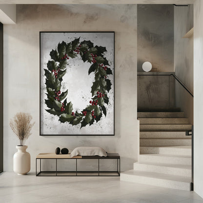 Wall art Splatters holly wreath Canvas Print
