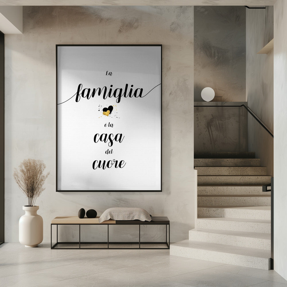 Décoration murale La famille est le foyer du cœur - Tableau sur toile italien