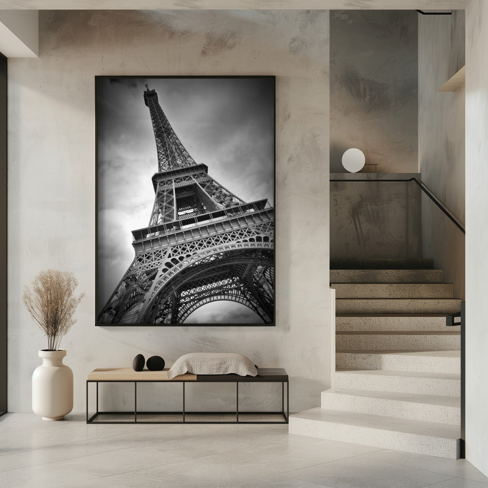 Paris Eiffel Tower Canvas Wall Art | Black and White