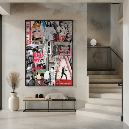 James Bond Vintage Film Poster Collage Canvas Wall Art | The Name's Bond