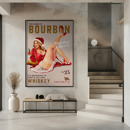 Holiday Bourbon Vintage Christmas Pinup Canvas Wall Art | Babes of Bourbon Vol 25 Holiday Cheer Christmas Pinup