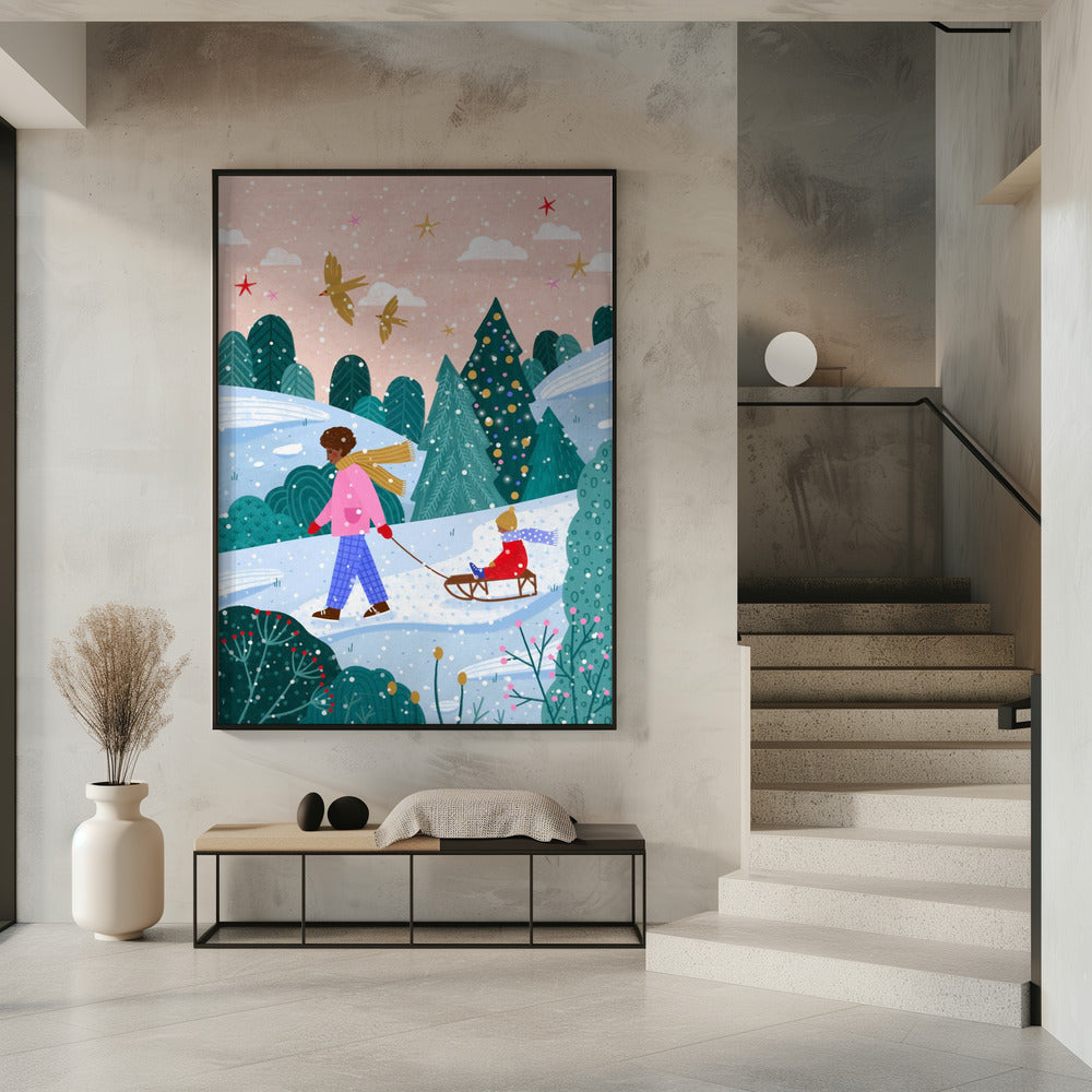 Wall art Snowy Sledge Walk 2 Canvas Print