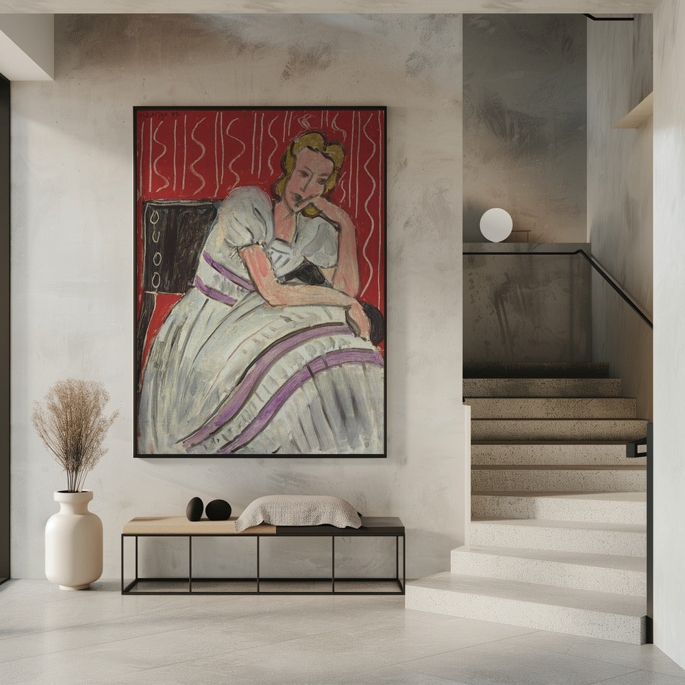 Wall art Jeune Femme Assise En Robe Grise