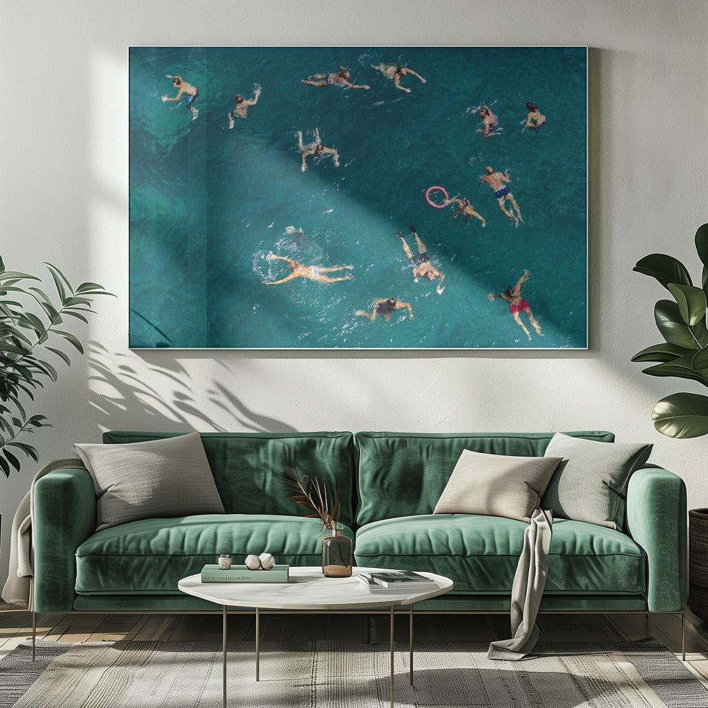 Wall art Blue water swim