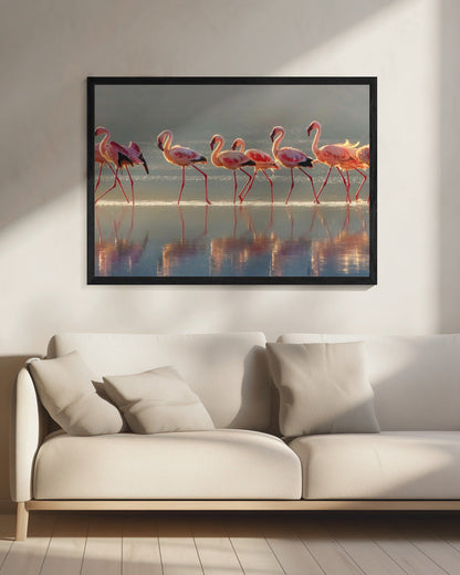 Art mural Paysage flamant rose