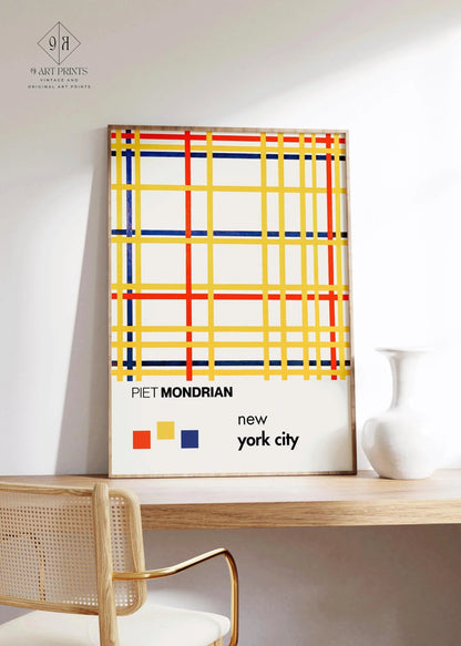 Affiche d'art Piet Mondrian New York City : Giclée moderne du milieu du siècle