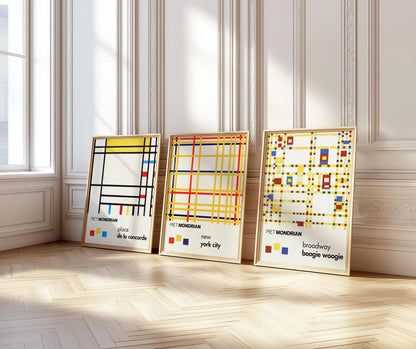 Piet Mondrian DÉCLARATION TRIO | New York City, Broadway & Concorde, art moderne du milieu du siècle, disponible encadré