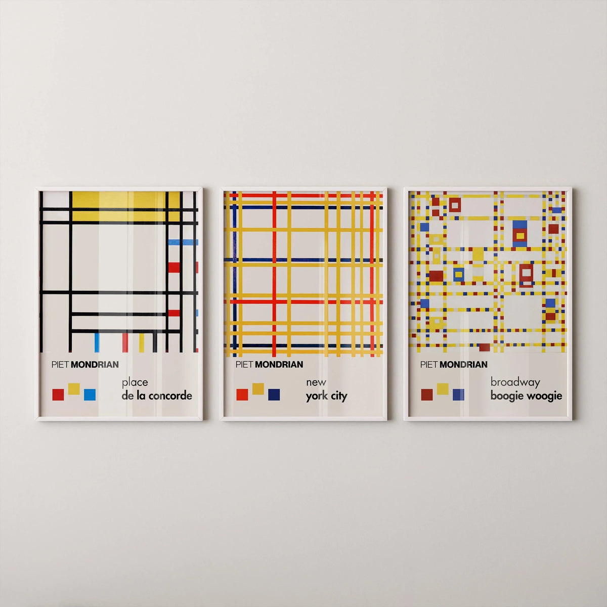 Piet Mondrian DÉCLARATION TRIO | New York City, Broadway & Concorde, art moderne du milieu du siècle, disponible encadré