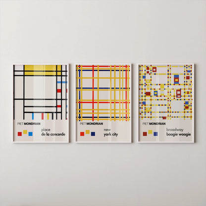 Piet Mondrian DÉCLARATION TRIO | New York City, Broadway & Concorde, art moderne du milieu du siècle, disponible encadré