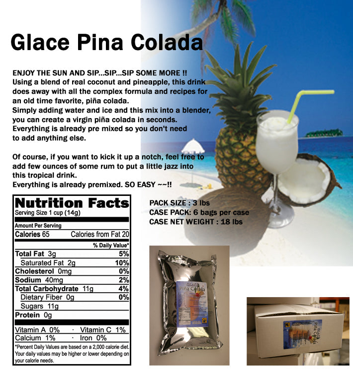 Pina Colada 4 in 1 Mix for Bubble Tea, Smoothies, Lattes and Frappes, 3 lbs. Bag (Case 6 x 3 lbs. Bags)  - Multi-Use Powdered Beverage Mix - Ships Free Within Canada on Orders Above CAD $199