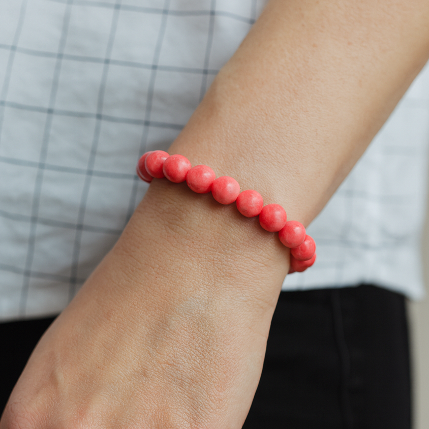 Pink Coral Bead Bracelet (Enhanced)