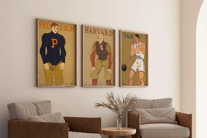 Princeton Yale and Harvard STATEMENT TRIO Edward Penfield College Posters | Vintage Art (Available Framed)