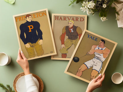 Princeton Yale and Harvard STATEMENT TRIO Edward Penfield College Posters | Vintage Art (Available Framed)