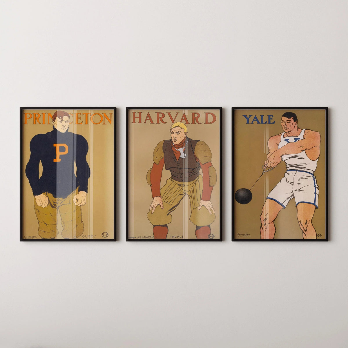Princeton Yale and Harvard STATEMENT TRIO Edward Penfield College Posters | Vintage Art (Available Framed)