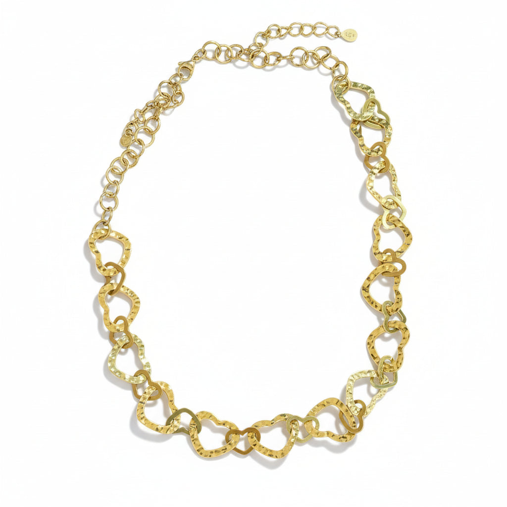 Linked Heart Necklace - Gold Stainless Steel