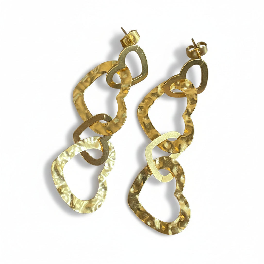 Boucles d'oreilles Cœur Entrelacé - Acier Inoxydable Doré